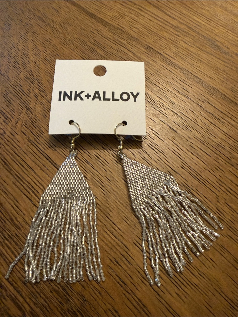 INK+ALLOY Silver Beaded Tassel Drop Earrings